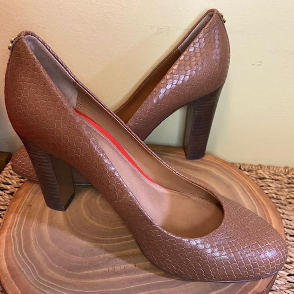 Coach Snake Print Heels in Cognac size 6.5 - Picture 3 of 9